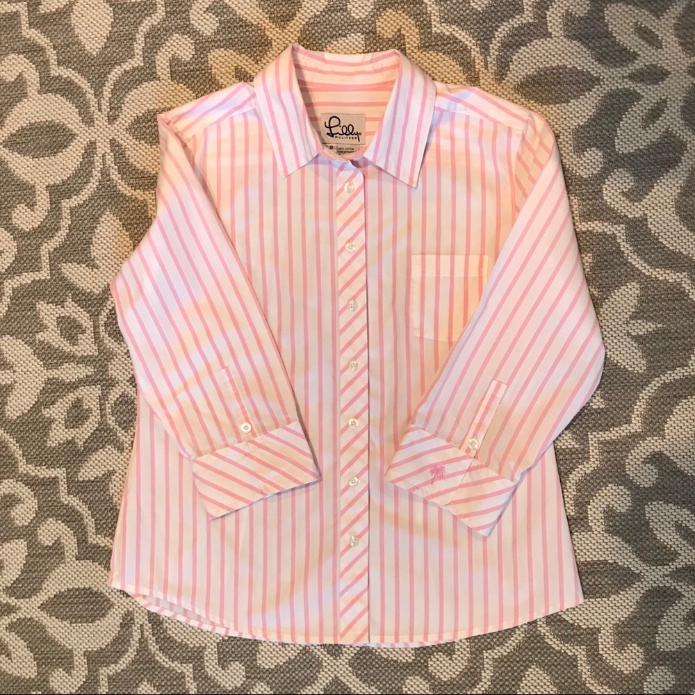 Lilly Pulitzer Top - pink & white stripe - Size 8